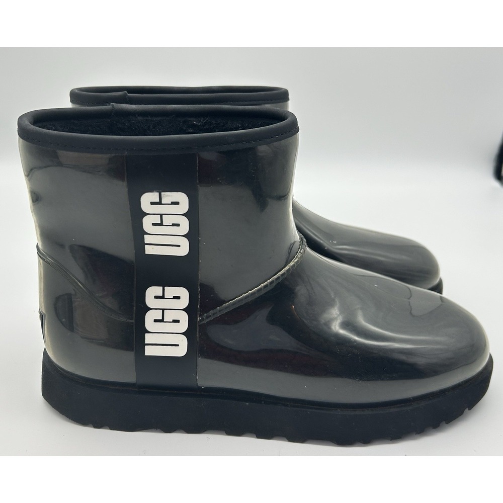 UGG Classic Clear Mini Boots Sheepskin Waterproof Black 10 slip on ankle Rain
